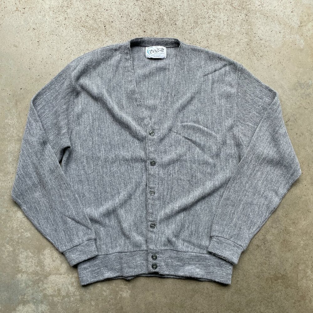 1960's Ferranti California Cardigan Sweater 100% Acrylic Gray Size: XL